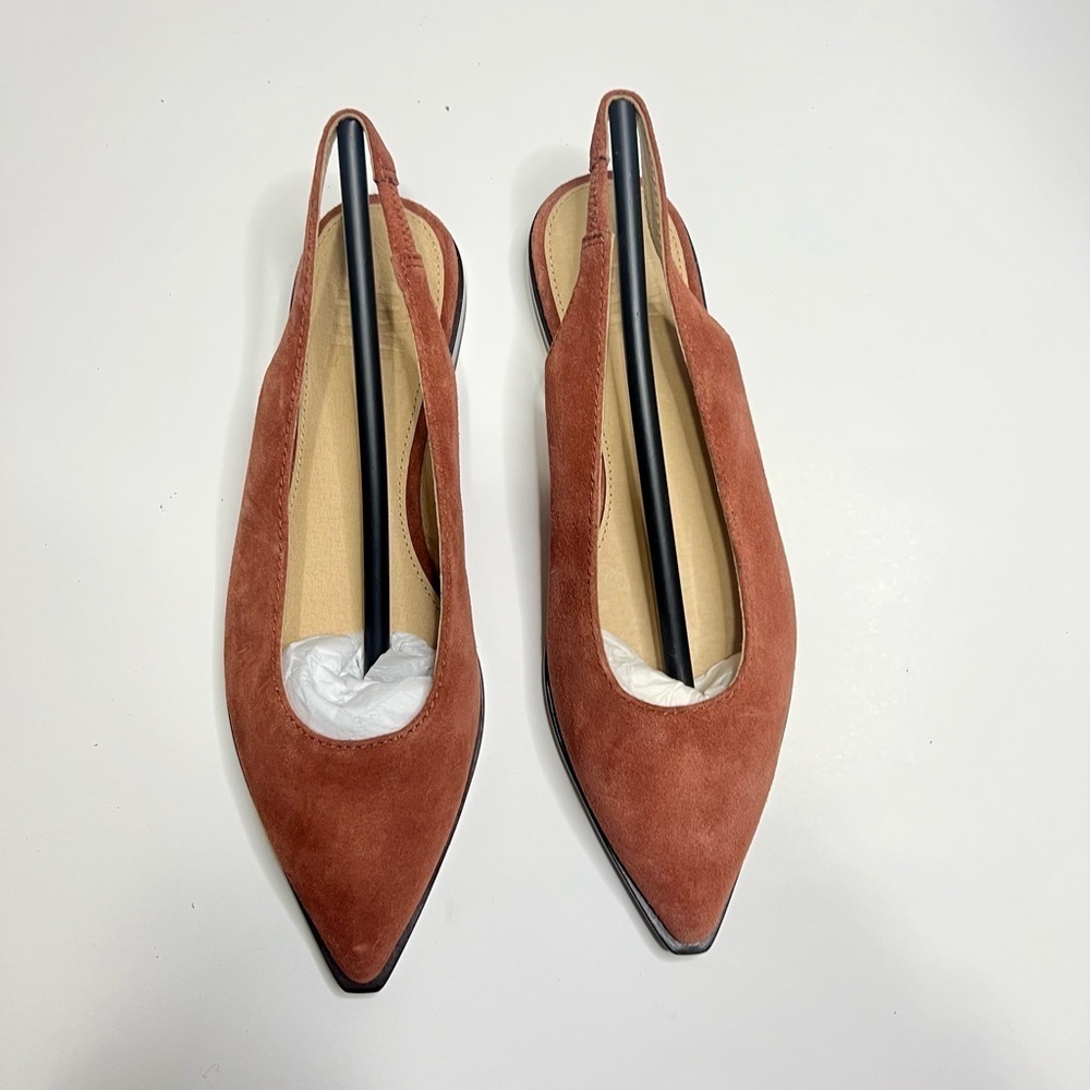 Frye Kenzie Slingback Suede Flat Size 6 Brick Red